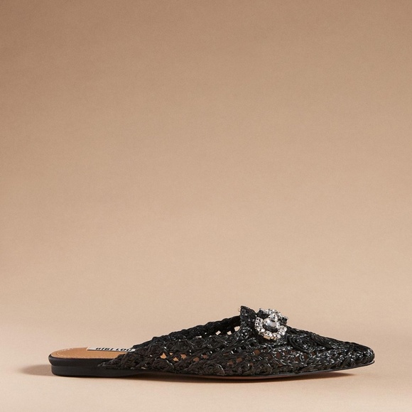 NWT BIBI LouE RAFFIA Embellished Mules 37 - Picture 3 of 3